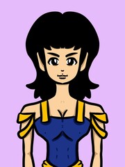 cute woman cartoon on purple background