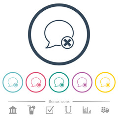 Cancel message outline flat color icons in round outlines