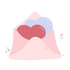 Cute doodle love letter, envelope with heart. Hand drawn vector illustration. Valentine's day, wedding vector illustration for design. 