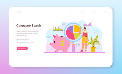 System analyst web banner or landing page. IT technologies