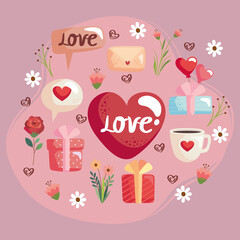 eight valentines day icons