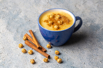 Boza or Bosa, traditional Turkish drink with roasted chickpea