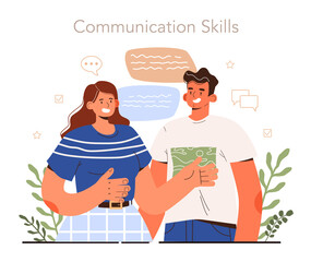 Obraz premium Soft skills concept. Business people or employee with communication skill