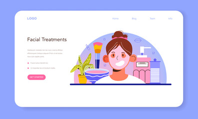 Cosmetologist web banner or landing page. Hardware facial treatment