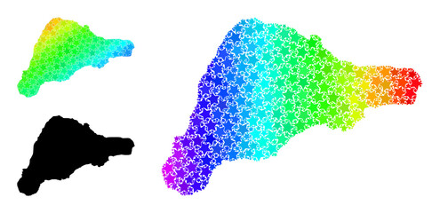 Spectral gradiented star mosaic map of Easter Island. Vector colored map of Easter Island with rainbow gradients. Mosaic map of Easter Island collage is made with random colorful star items.