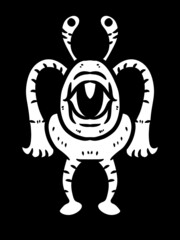 cute monster cartoon on black background