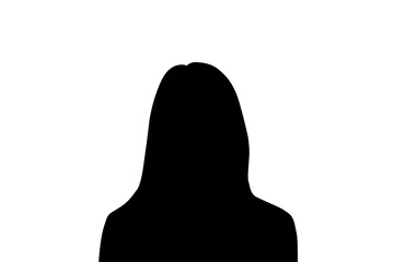 Isolated silhouette of a young anonymous girl on a white background - obrazy, fototapety, plakaty