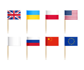 Toothpick flags set Ukraine United Kingdom Poland - 482395141