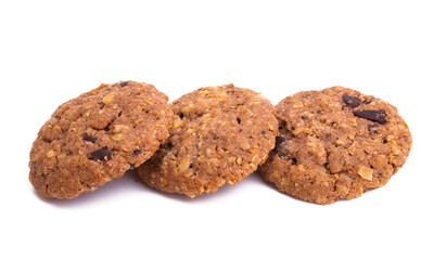 cookies with chocolate and nuts isolated