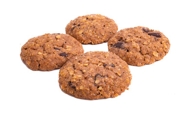cookies with chocolate and nuts isolated