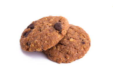 cookies with chocolate and nuts isolated