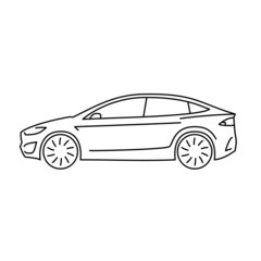 electric car illustration lines, ev suv