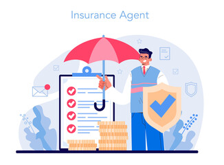 Naklejka premium Insurance agent concept. Idea of security and protection of property