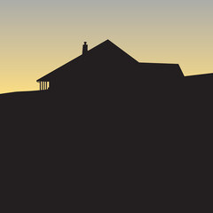 House on Hill at Sunrise