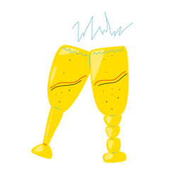Two touching glasses with a drink.