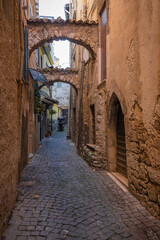 Fototapeta na wymiar Beautiful cityscape in Borgo Alatri in Fronzinone province, Italy