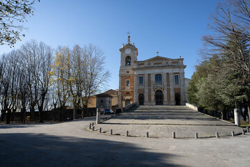 Picturesque landscape in one of  squares with temple in Alatri, Italy