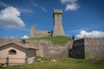 Ruins of medieval castle in Radicofani in Tuscany, Italy