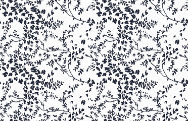 Abstract floral branches pattern ornament seamless design minimal white background
