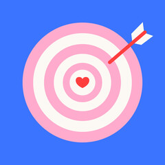 Vector illustration of an arrow target with a heart and arrow. Idea for postcards, valentines and invitations.