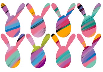 Easter rabbit and eggs set for stickers and kids and cards and posters and postcard and magazines and sales