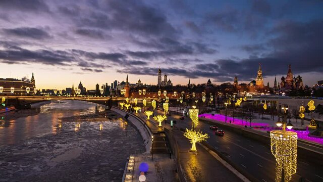 Moscow Kremlin sunset timelapse