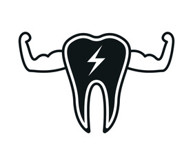 healthy and strong teeth. dental treatment and dental care. dental clinic and dental treatment logo and drawing template. isolated on white background.
