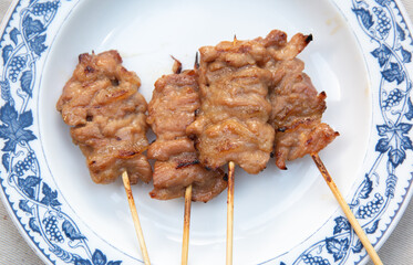 Grilled pork on a plate. looks delicious