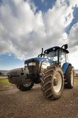 Fototapeta na wymiar Big blue modern tractor.