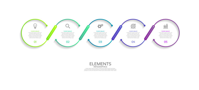 Elements infographic idea circle colorful with 5 step