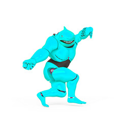cyber shark is doing tai chi chuan pose