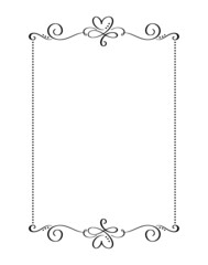 Calligraphy vector ornamental decorative frame with heart. Valentine Day ornament for decoration, design of wedding invitation, love romantic greeting card