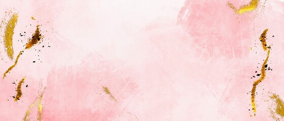 Acrylic paint background texture soft pink and gold luxury. Abstract pink tones.