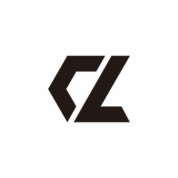 letter cl slice geometric simple logo vector