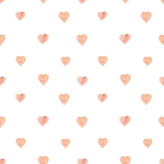 Boho hearts watercolor seamless pattern. Valentine's day background. Love digital paper. 
