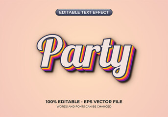 Party text effect. Editable vintage text
