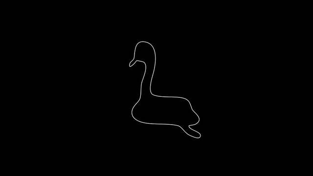 white linear snake silhouette. the picture appears and disappears on a black background.