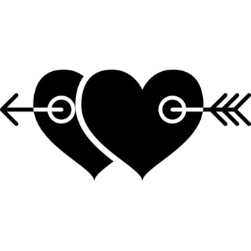 Two Heart With Arrow Glyph Icon Vector