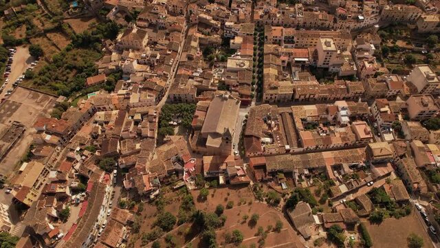 Drone view on Spanish town in Mallorca