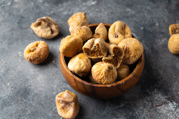 Delicious dried figs in a bowl. Healthy food