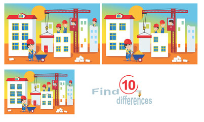 Obraz premium Building a city. Children's educational game.