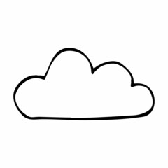 Vector Illustration of Abstract Hand Drawn Doodle Cloud. Doodle line art weather sign illustration.