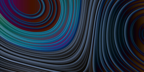 Abstract background with lines and Blue abstract background with spiral pattern. Modern with galaxies with stars and planets with circular motifs in deep blue lines of the universe night light space. 