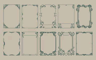 Deurstickers Art Nouveau Frames, 1900s - 1920s Style Decorative Ornate Borders, Templates for Retro Posters, Covers, Illustrations © koyash07