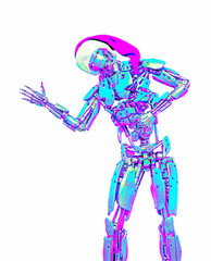 Obraz na płótnie Canvas cyborg is doing a robot dance like a santa on christmas time
