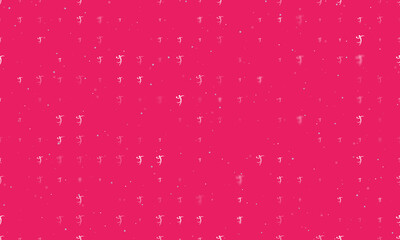 Seamless background pattern of evenly spaced white handball symbols of different sizes and opacity. Vector illustration on pink background with stars