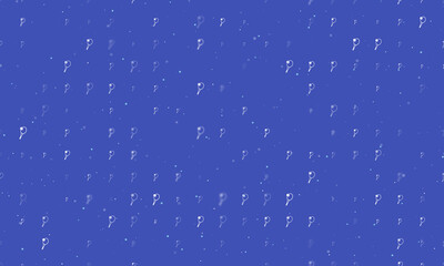 Seamless background pattern of evenly spaced white tennis symbols of different sizes and opacity. Vector illustration on indigo background with stars
