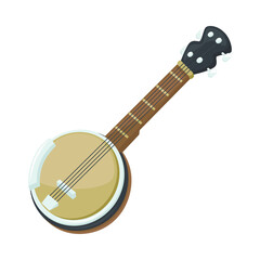 Banjo Sign Emoji Icon Illustration. Music Instrument Vector Symbol Emoticon Design Clip Art Sign Comic Style.