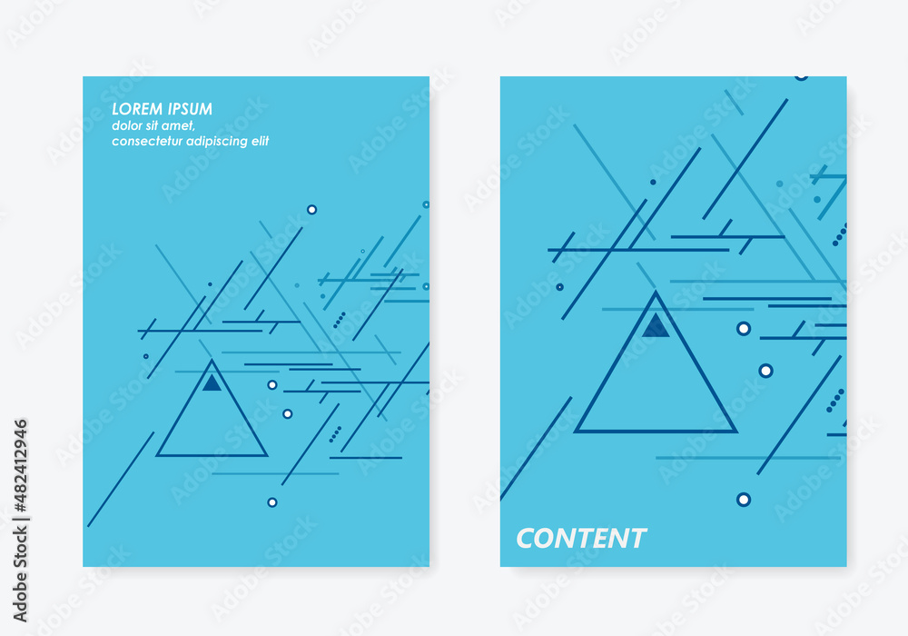 Poster abstract geometric composition with decorative triangles on brochure. vector cover template design