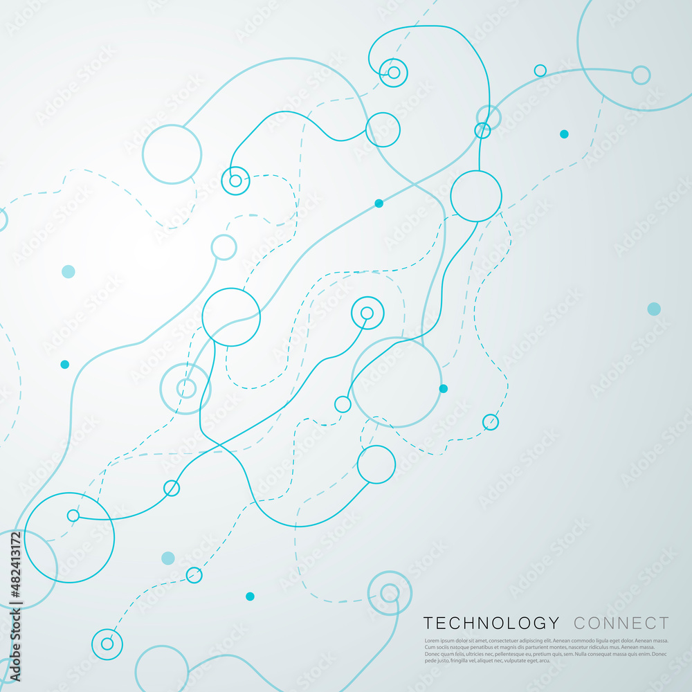 Aufkleber Abstract grid and molecular science pattern. Vector connection atom network background. Smooth wavy lines illustration structure design